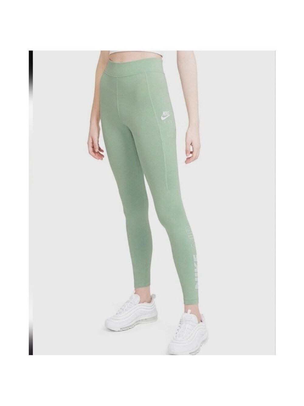 Nike Air High-Waisted Leggings Green Plus Size 1X Side Pocket Athletic
